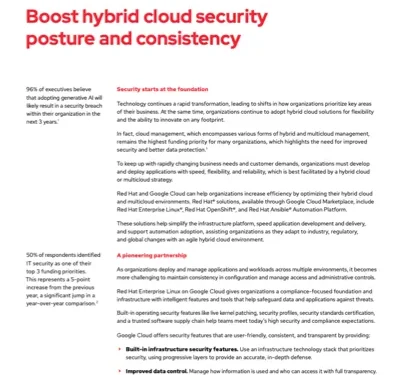 Boost cloud security posture and consistency with Red Hat and Google Cloud