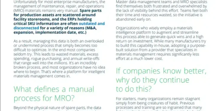 Stop Relying on Manual Processes for MRO and Indirect Material Management