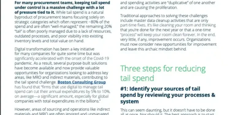 From Reactive to Proactive: How to Address Tail Spend Opportunities in your MRO Practice