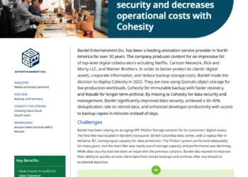 Bardel Entertainment chose Cohesity for data security and decreased restore time by 99%