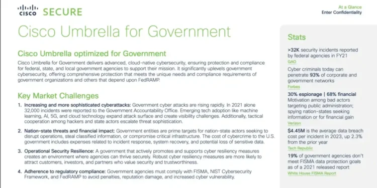 Cisco Umbrella for Government At-A-Glance