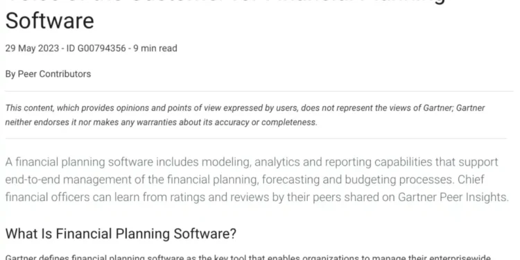 Gartner Voice of the Customer: Financial Planning Software