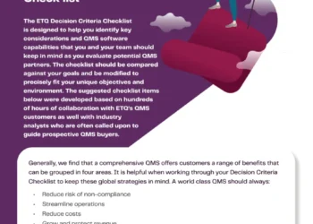 QMS Decision Criteria Check list