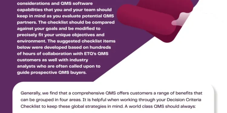 QMS Decision Criteria Check list
