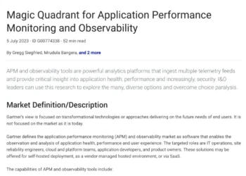 Magic Quadrant for Application Performance Monitoring and Observability
