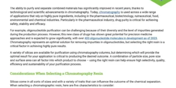 5 Things to Consider When Selecting a Chromatography Silica