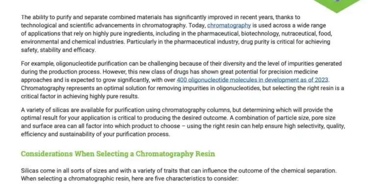 5 Things to Consider When Selecting a Chromatography Silica