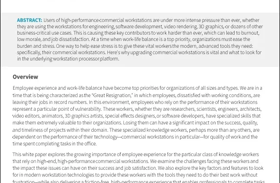 The Business Case for Delivering an Advanced Commercial Workstation Experience