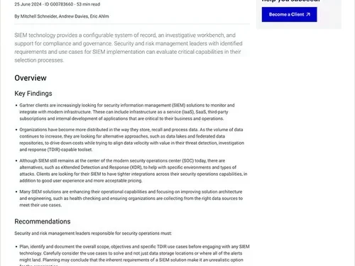 2024 Gartner® Critical Capabilities for Security Information and Event Management