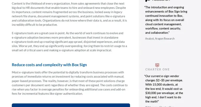 Reduce costs and complexity with Box Sign